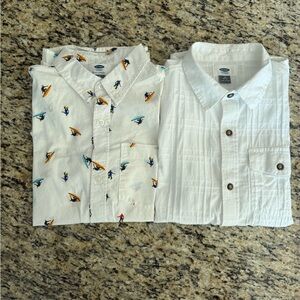 Old Navy White and Graphic Button-Up Shirts Size 10-12